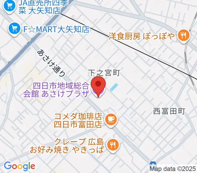四日市地域総合会館あさけプラザの地図