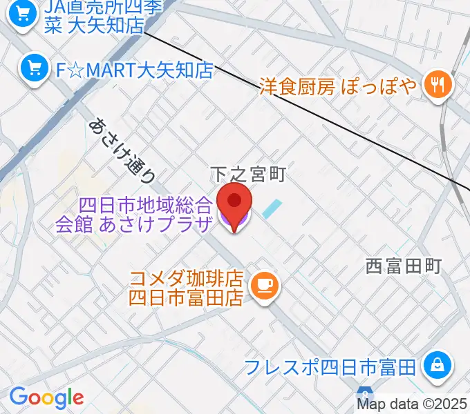 四日市地域総合会館あさけプラザの地図