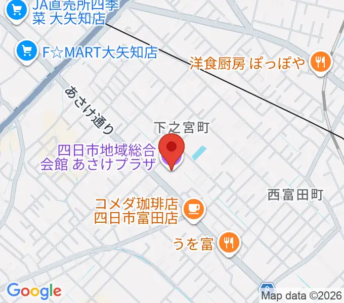 四日市地域総合会館あさけプラザの地図