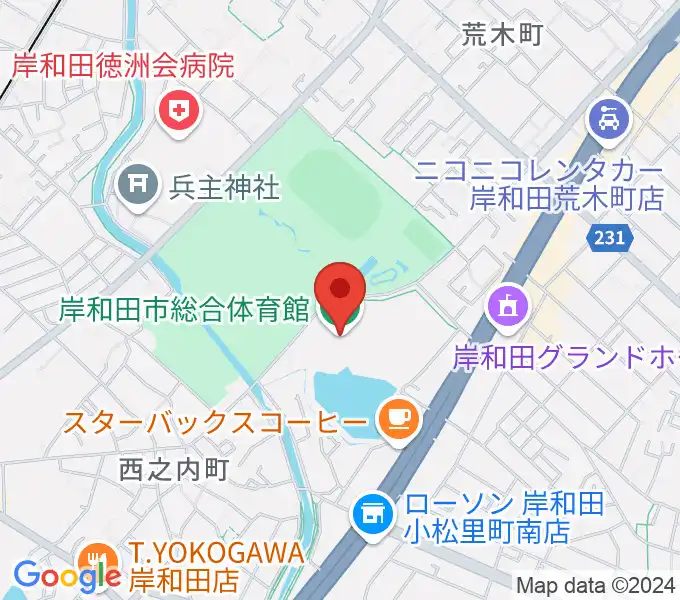 岸和田市総合体育館の地図