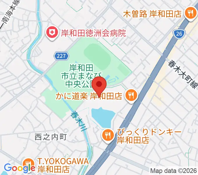 岸和田市総合体育館の地図