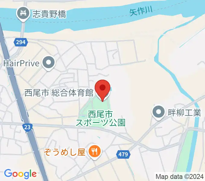 西尾市総合体育館の地図