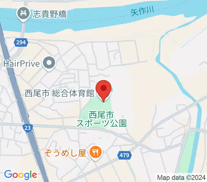 西尾市総合体育館の地図