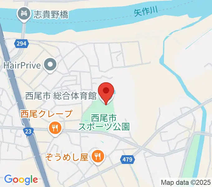 西尾市総合体育館の地図
