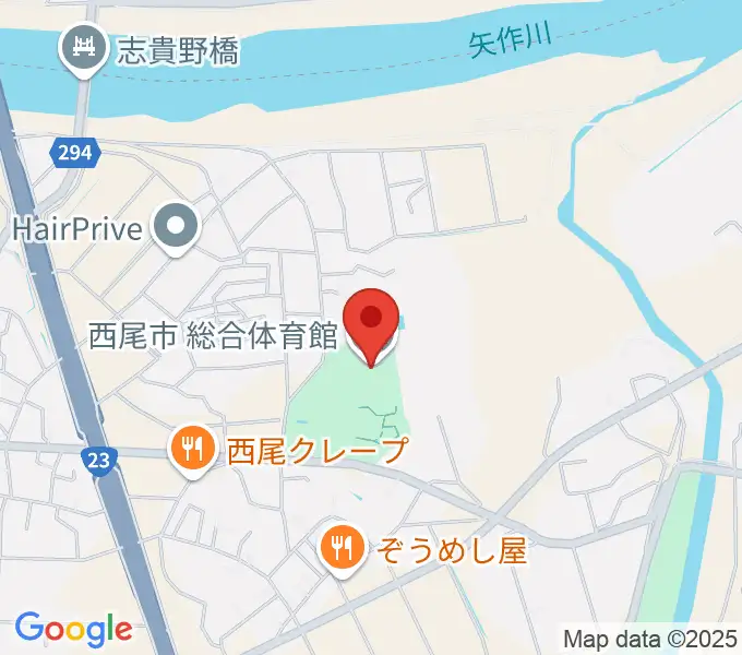 西尾市総合体育館の地図