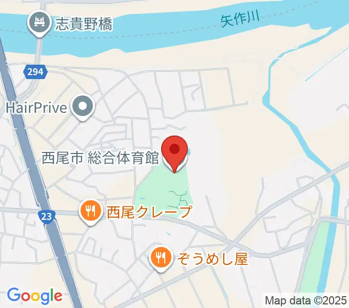 西尾市総合体育館の地図