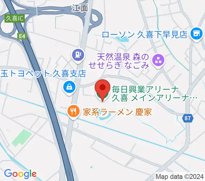 毎日興業アリーナ久喜の地図