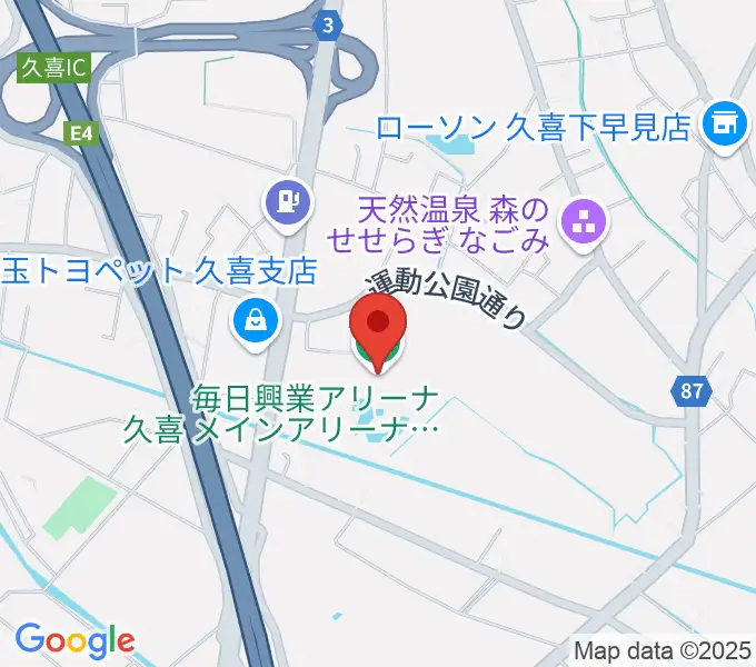 毎日興業アリーナ久喜の地図