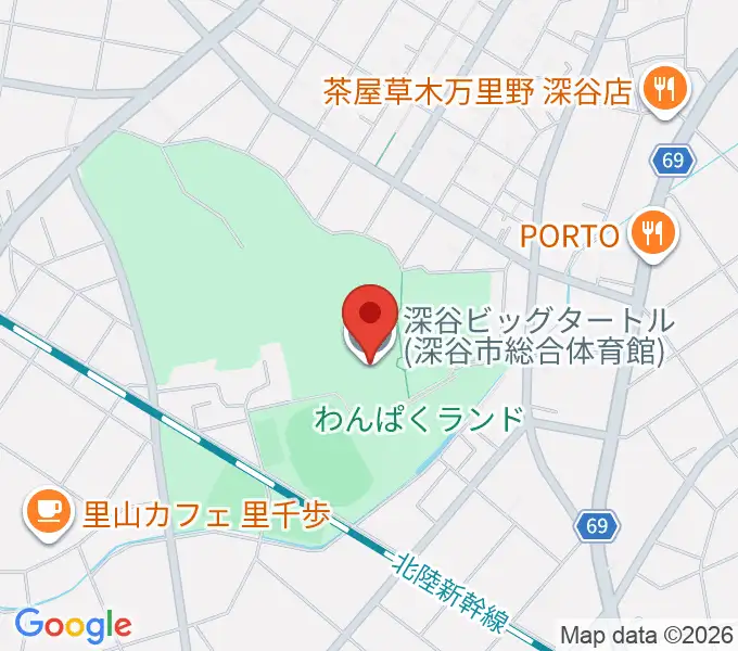 深谷ビッグタートル 深谷市総合体育館の地図
