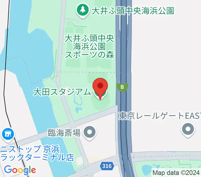 大田スタジアムの地図