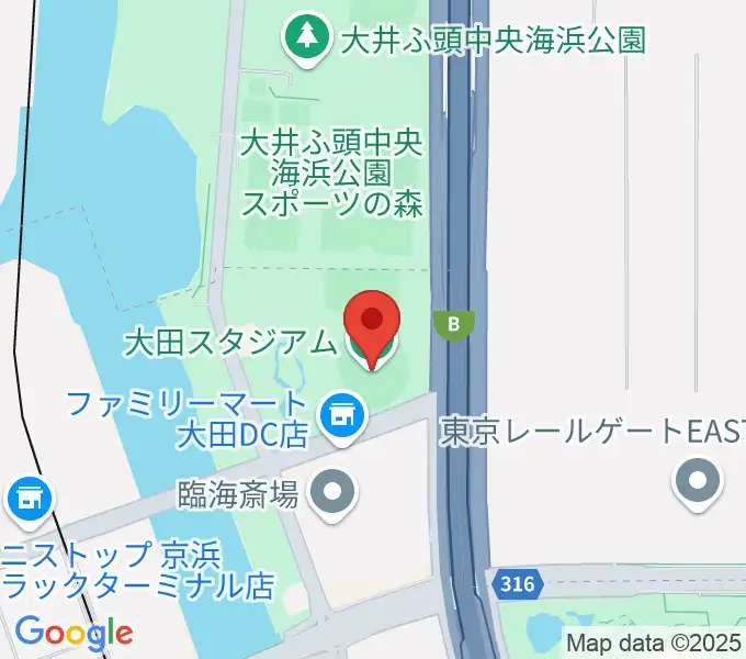 大田スタジアムの地図