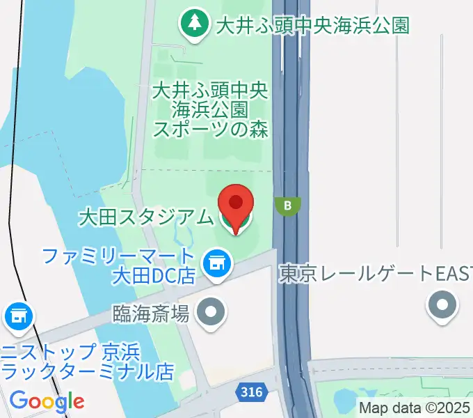 大田スタジアムの地図