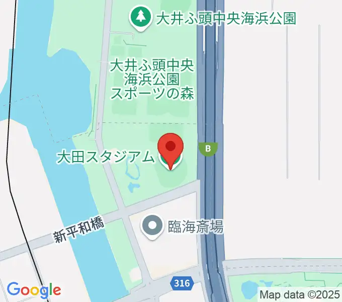 大田スタジアムの地図