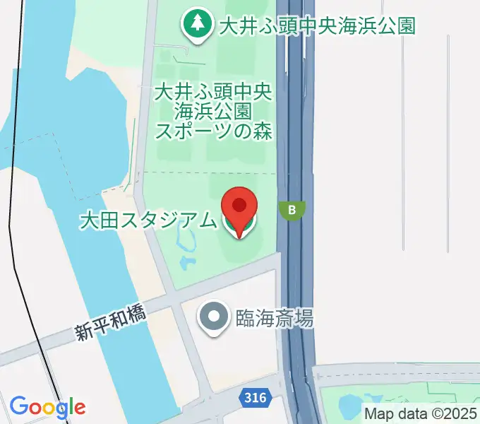 大田スタジアムの地図