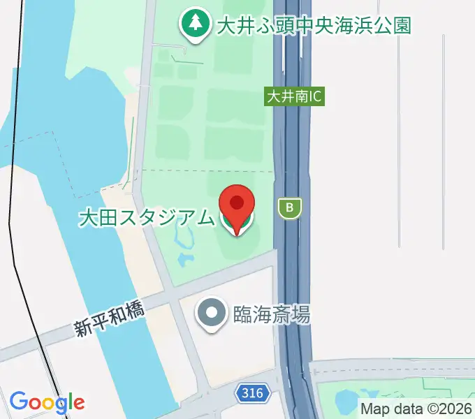 大田スタジアムの地図