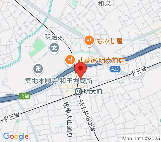 ハナムラ楽器の地図