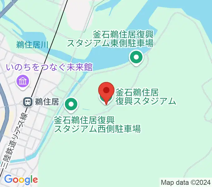 釜石鵜住居復興スタジアムの地図