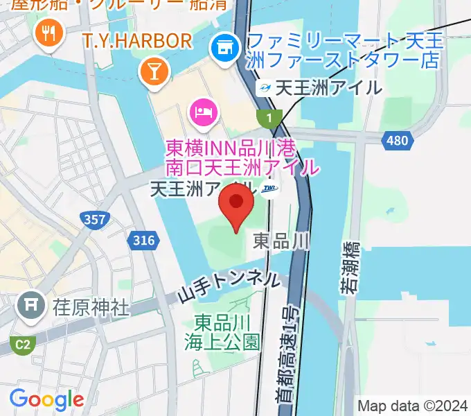 天王洲公園野球場の地図