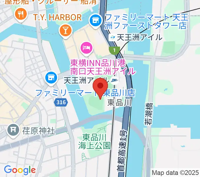 天王洲公園野球場の地図