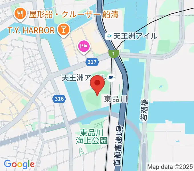 天王洲公園野球場の地図