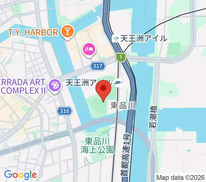 天王洲公園野球場の地図