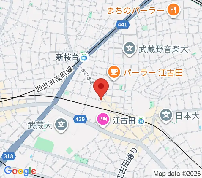 江古田管楽器修理工房の地図