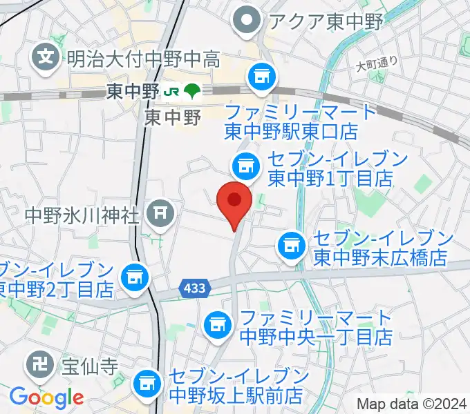 東中野バニラスタジオの地図