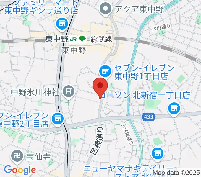 東中野バニラスタジオの地図