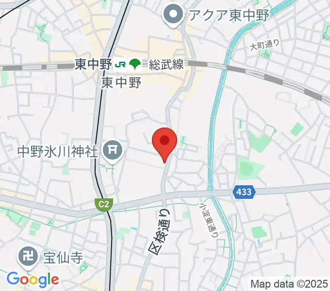 東中野バニラスタジオの地図