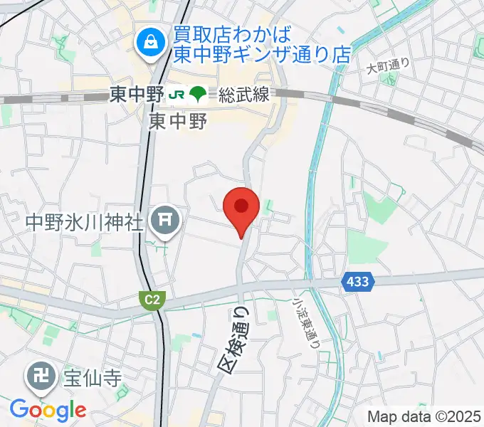 東中野バニラスタジオの地図