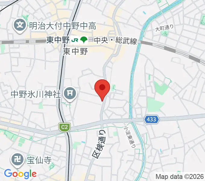 東中野バニラスタジオの地図