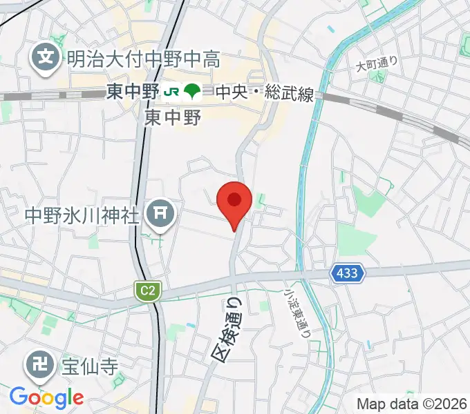 東中野バニラスタジオの地図