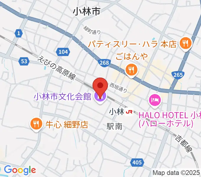 小林市文化会館の地図