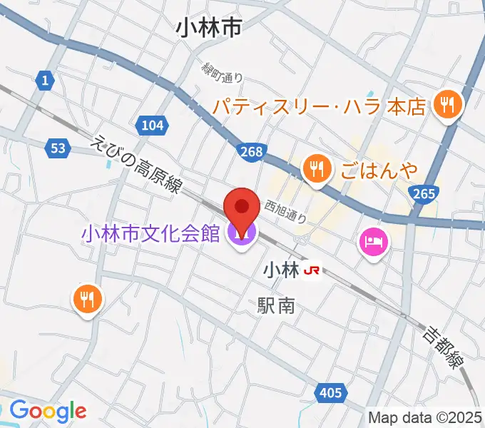 小林市文化会館の地図