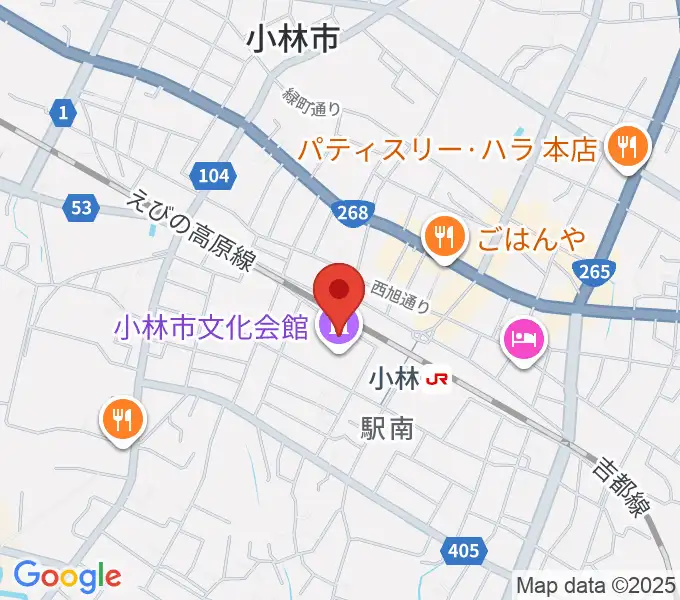 小林市文化会館の地図