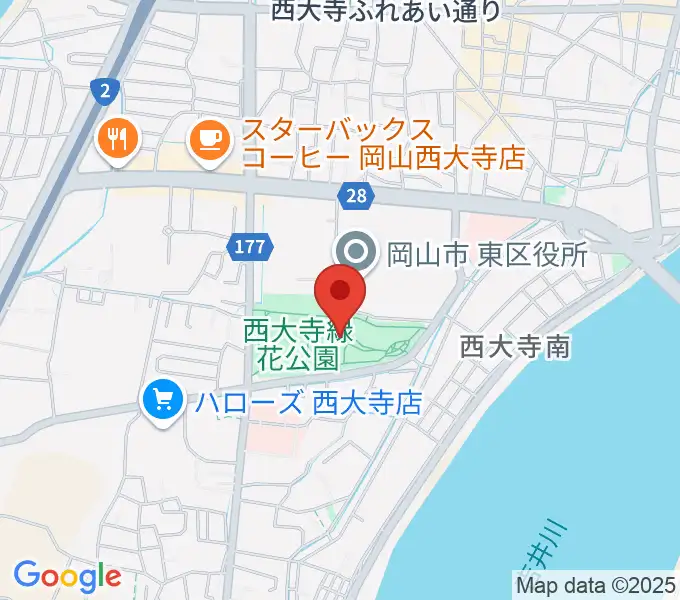 西大寺緑花公園・百花プラザの地図