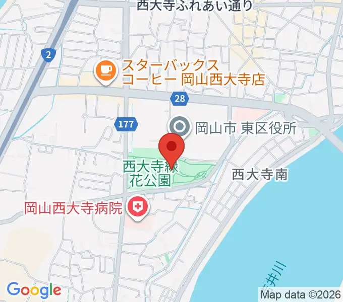 西大寺緑花公園・百花プラザの地図