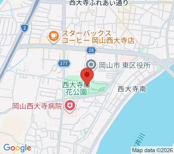 西大寺緑花公園・百花プラザの地図