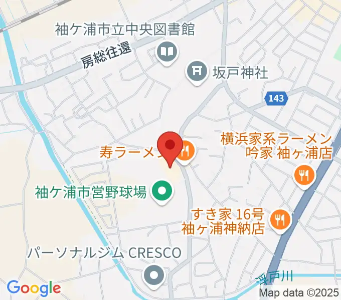 袖ヶ浦市民会館の地図