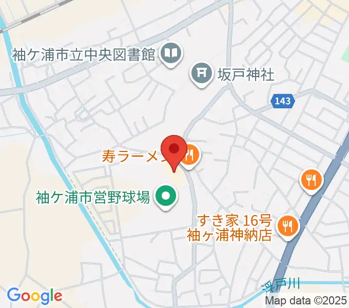 袖ヶ浦市民会館の地図