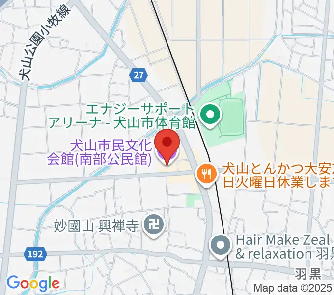 犬山市民文化会館の地図