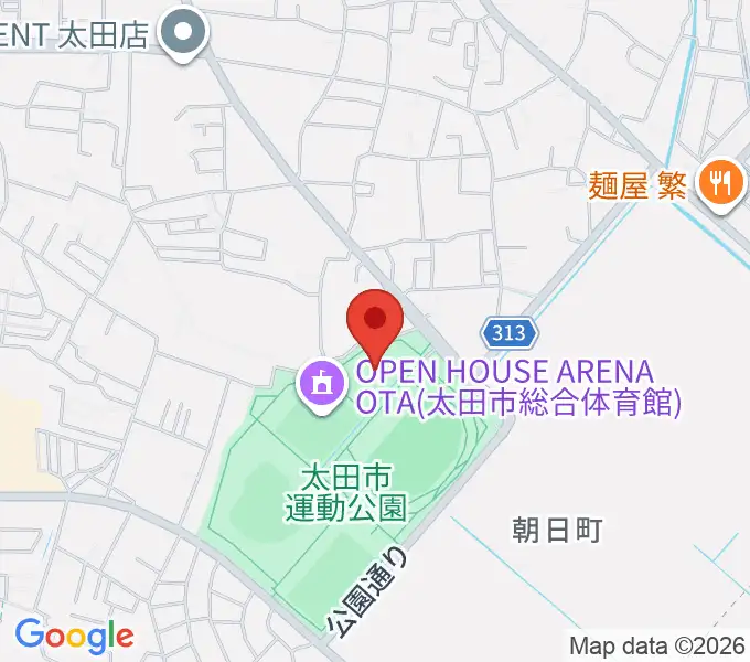 太田市運動公園市民体育館の地図