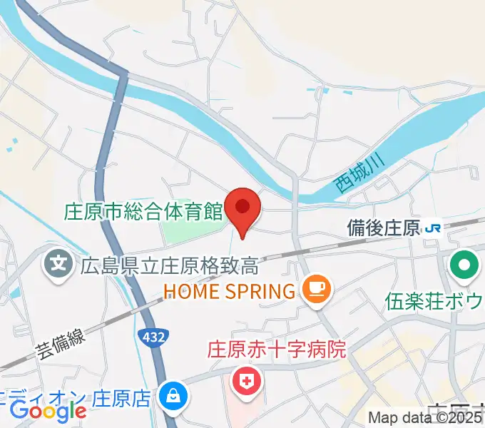 庄原市総合体育館の地図