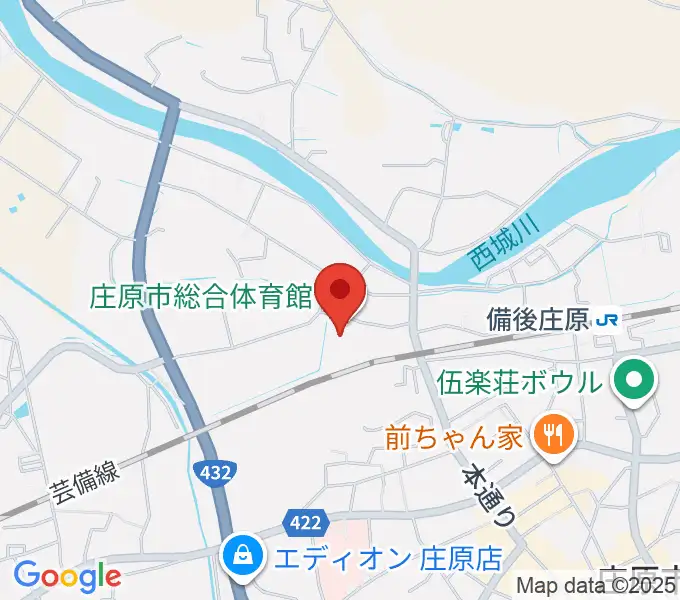 庄原市総合体育館の地図