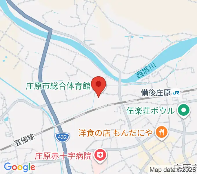 庄原市総合体育館の地図