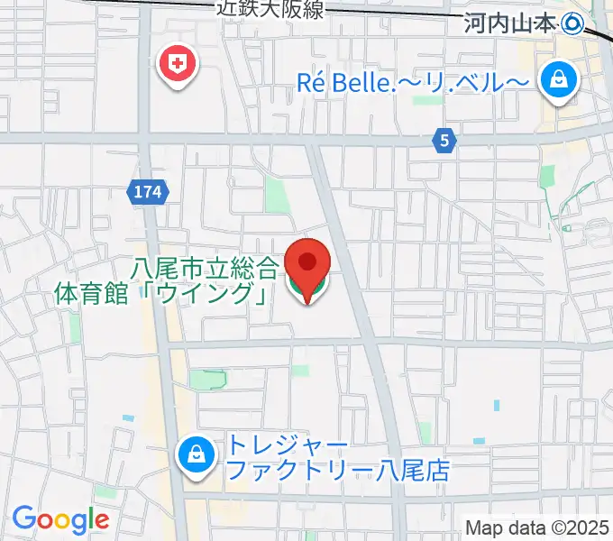 八尾市立総合体育館ウイングの地図