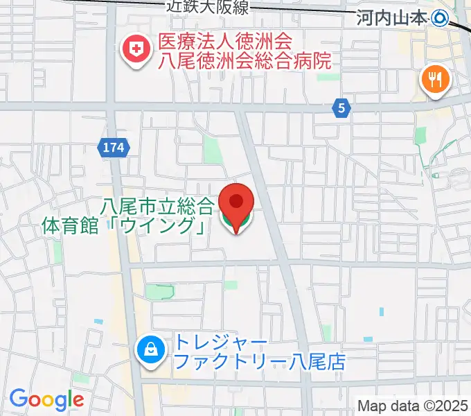 八尾市立総合体育館ウイングの地図