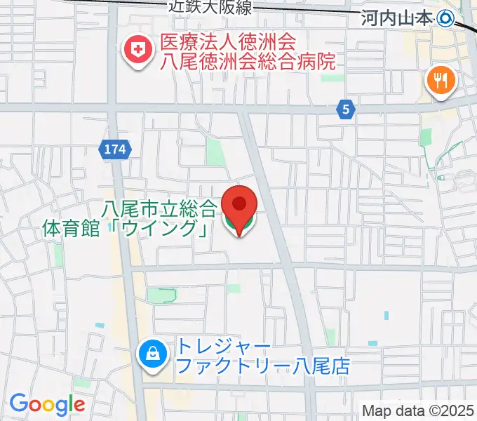 八尾市立総合体育館ウイングの地図