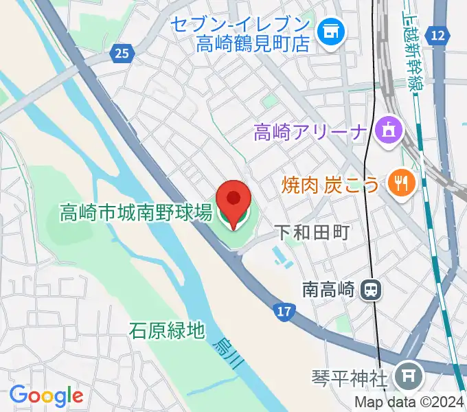 高崎市城南野球場の地図