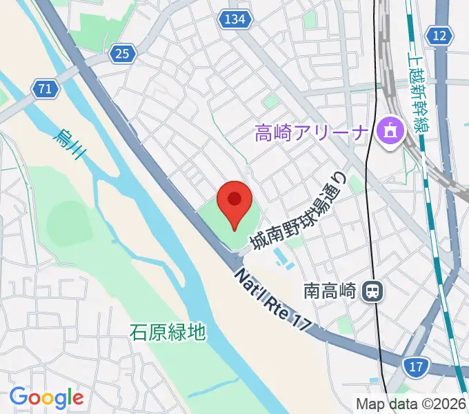 高崎市城南野球場の地図